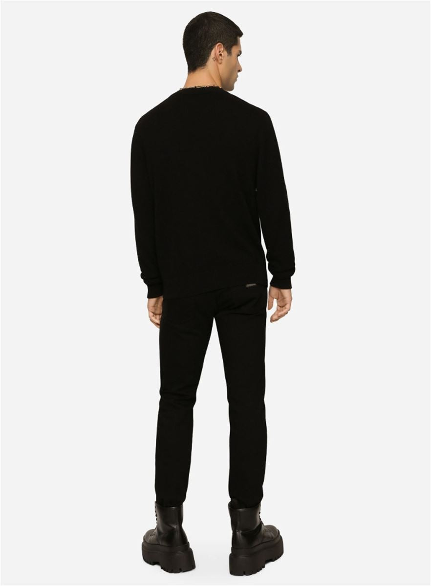 WASHED BLACK SLIM-FIT STRETCH JEANS-DOLCE & GABBANA-Verso