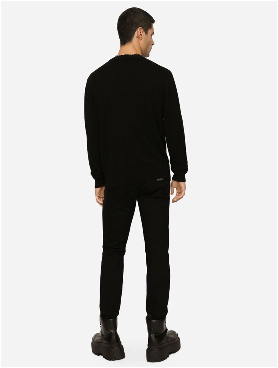 WASHED BLACK SLIM-FIT STRETCH JEANS - DOLCE & GABBANA - Verso