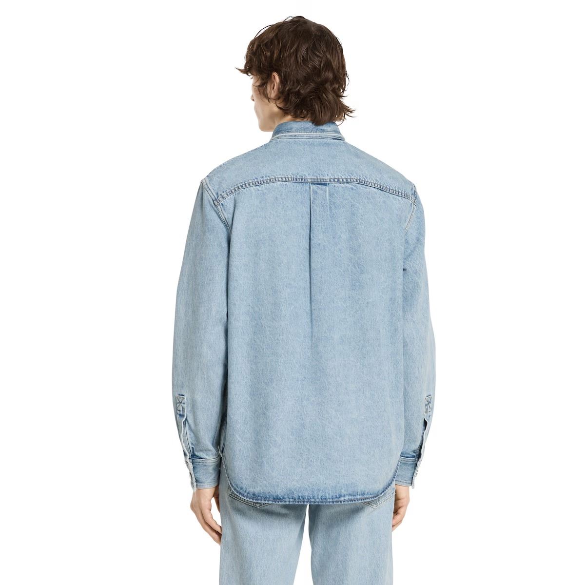 Washed denim shirt with gg insert-GUCCI-Verso