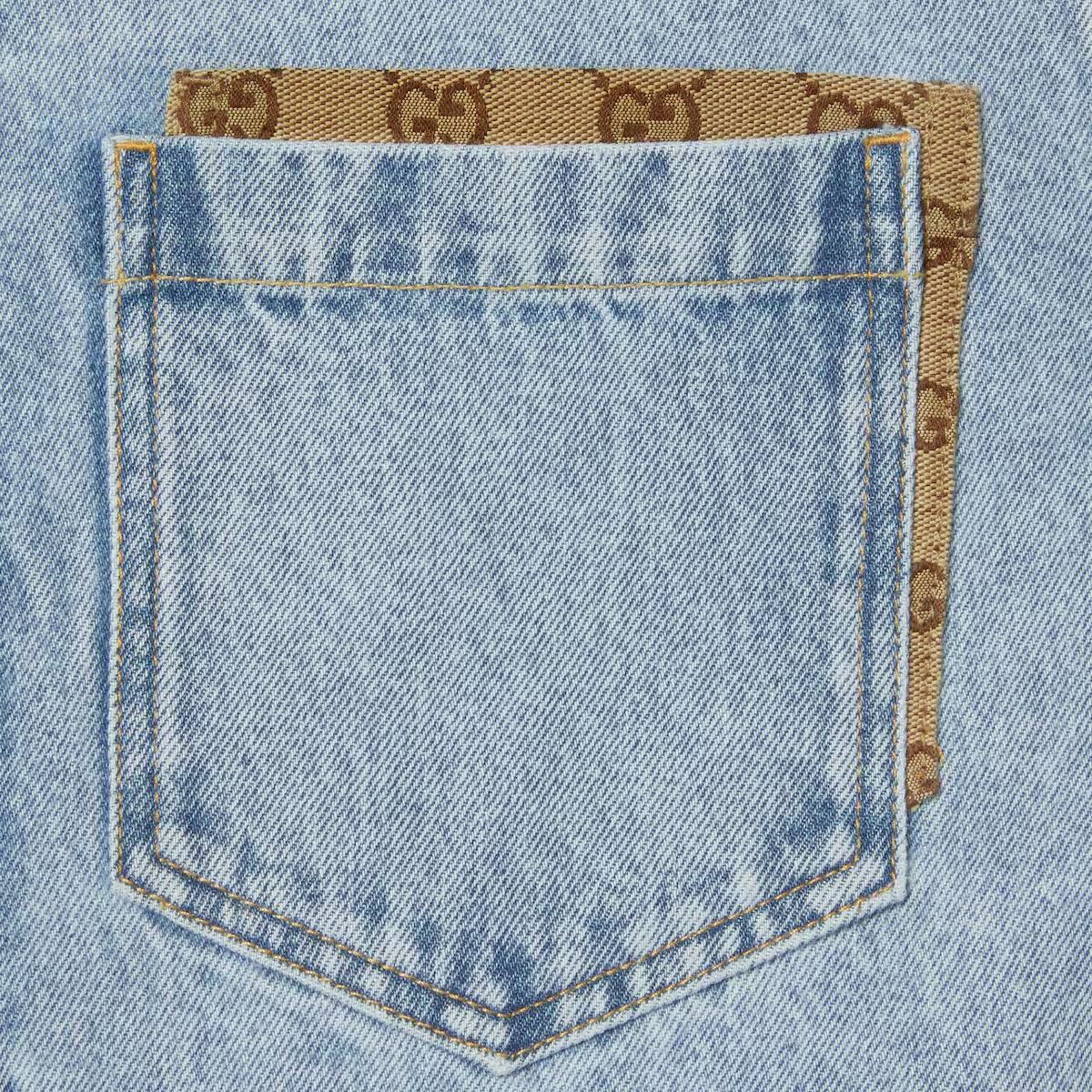 Washed denim shirt with gg insert-GUCCI-Verso