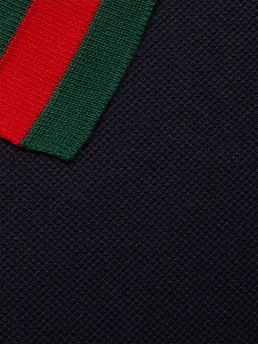 WEB STRIPE-COLLAR PIQUÉ POLO SHIRT GUCCI
