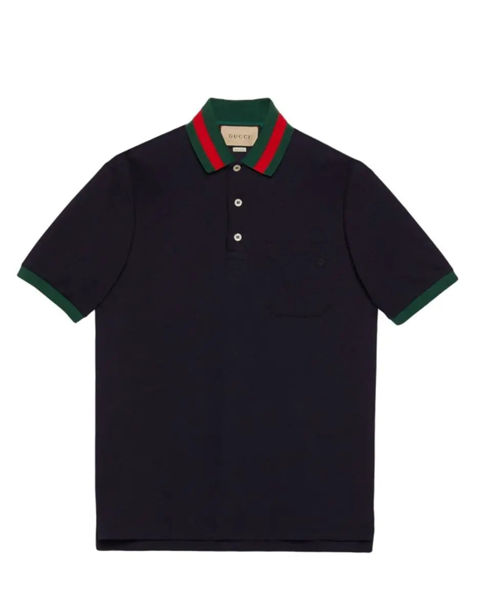 WEB STRIPE-COLLAR PIQUÉ POLO SHIRT GUCCI