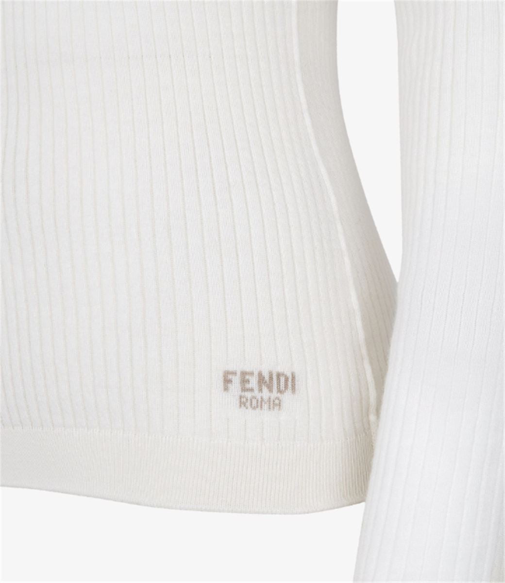 WHITE SILK AND WOOL JERSEY - FENDI - Verso