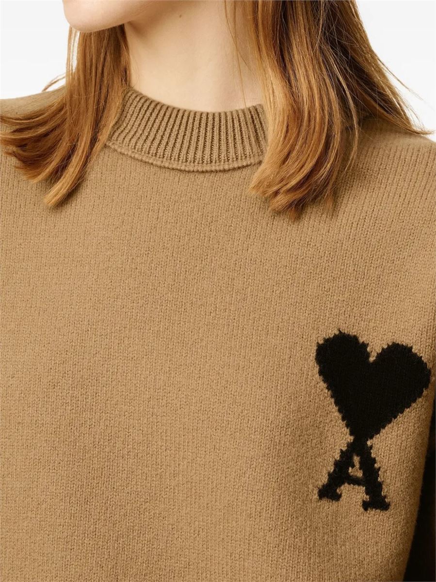 Wool ami de coeur crewneck sweater-AMI-Verso