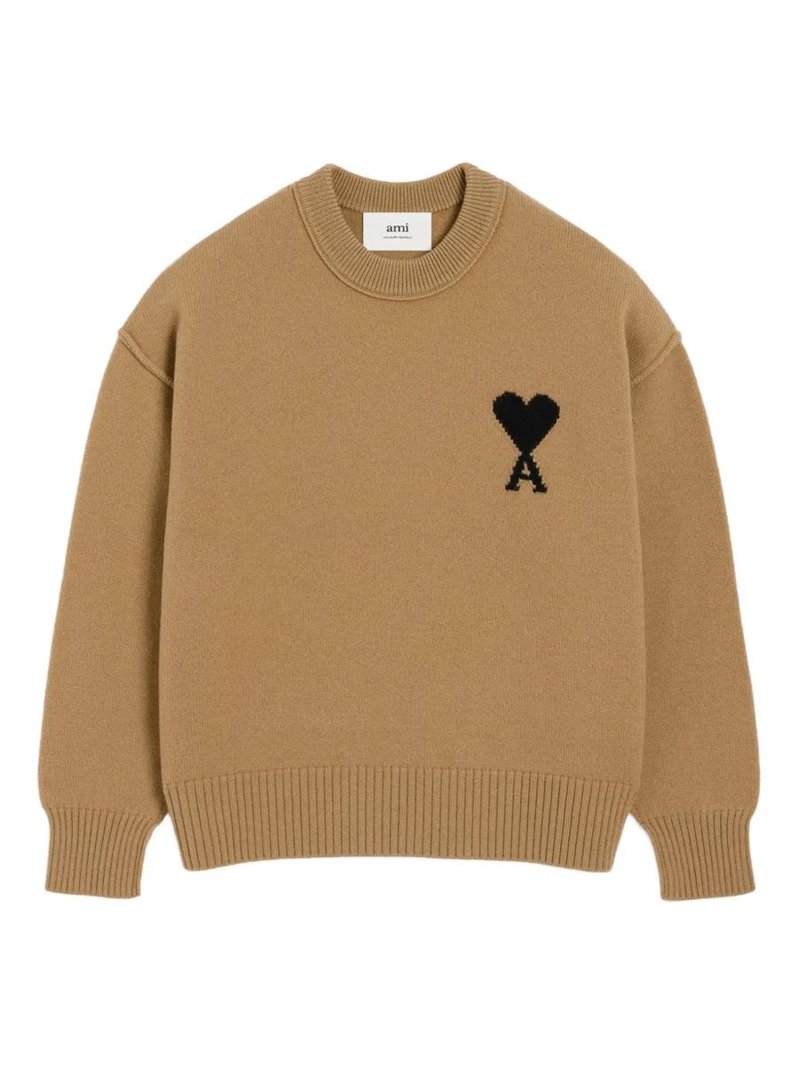 Wool ami de coeur crewneck sweater-AMI-Verso