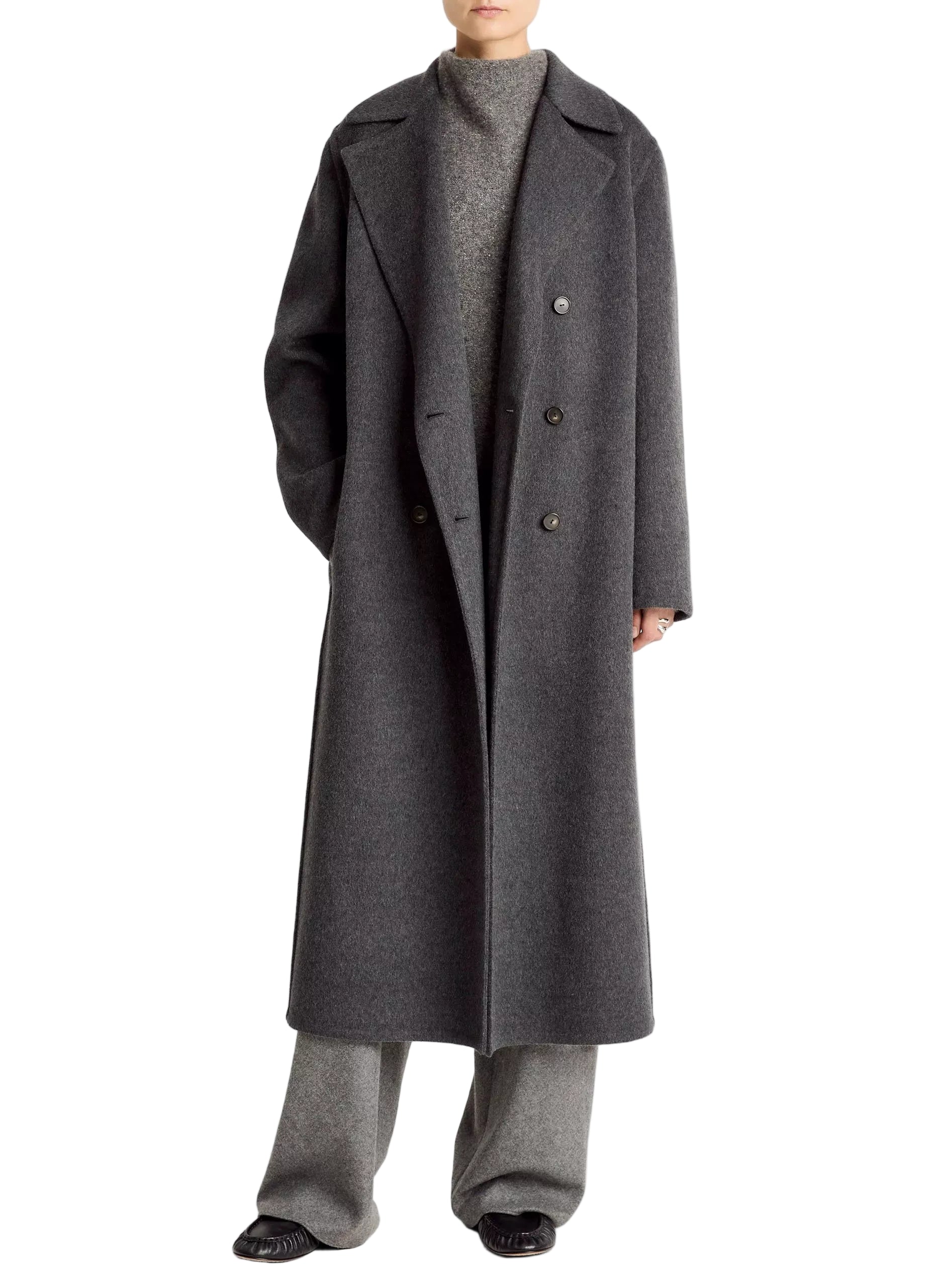 Wool-blend double-breasted long coat-VINCE-Verso