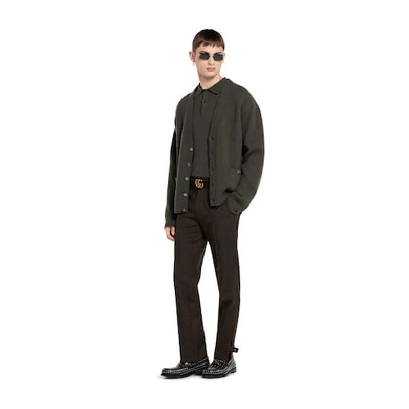 Wool cashmere rib knit cardigan