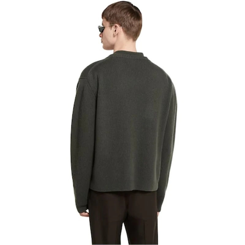 Wool cashmere rib knit cardigan
