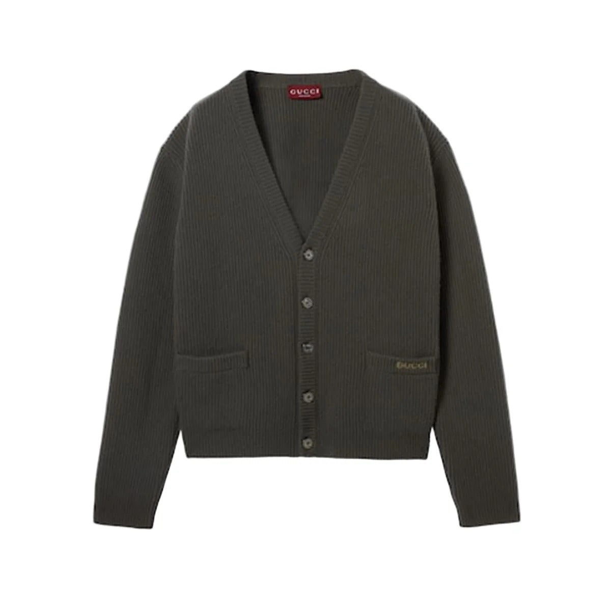 Wool cashmere rib knit cardigan