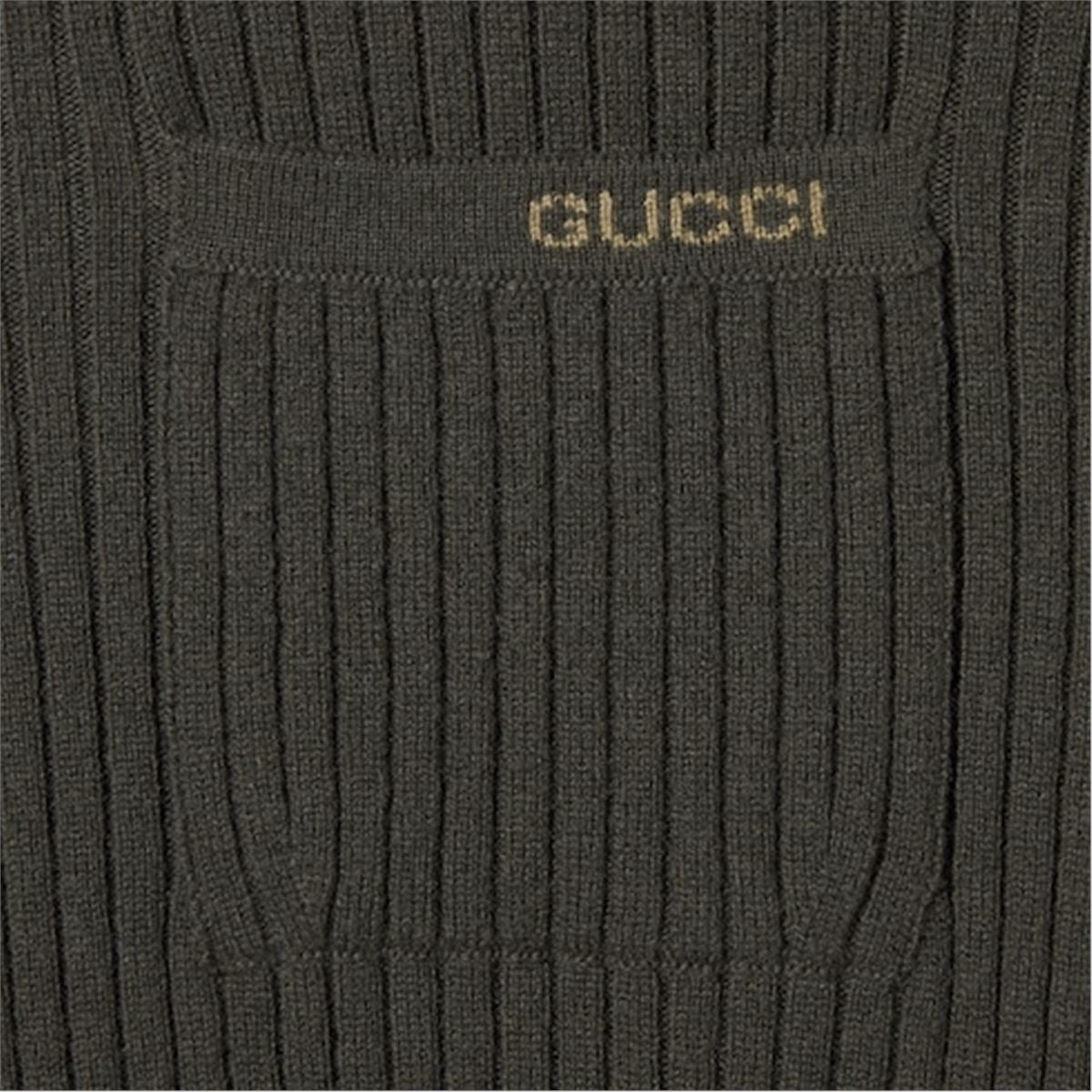 Wool cashmere rib knit polo shirt