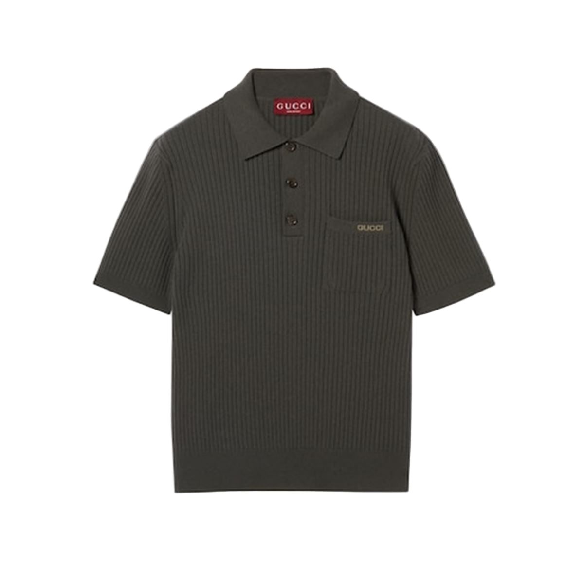 Wool cashmere rib knit polo shirt