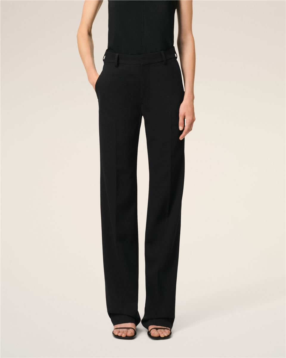WOOL CONTRASTED STRAIGHT TROUSERS - AMI - Verso