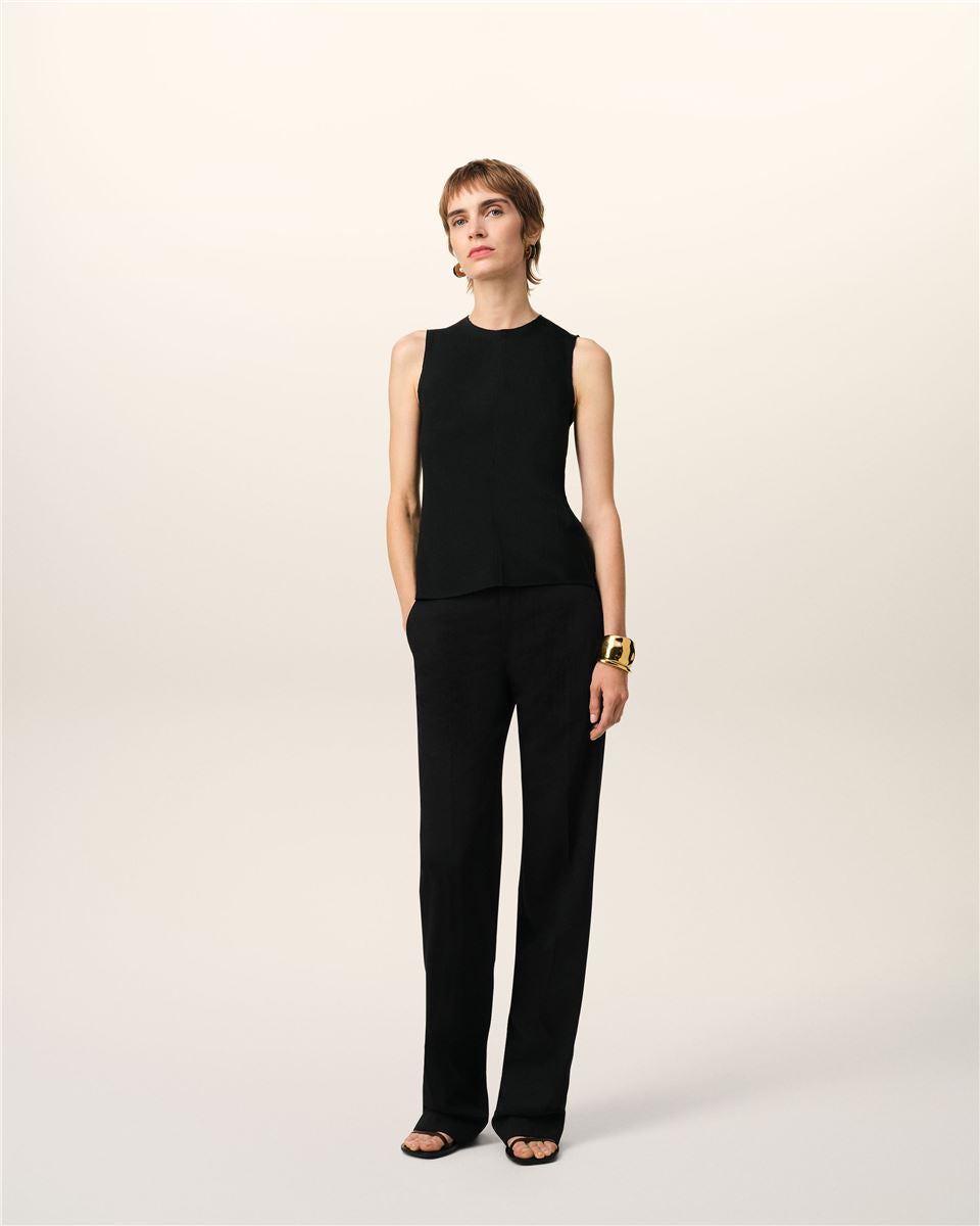 WOOL CONTRASTED STRAIGHT TROUSERS - AMI - Verso