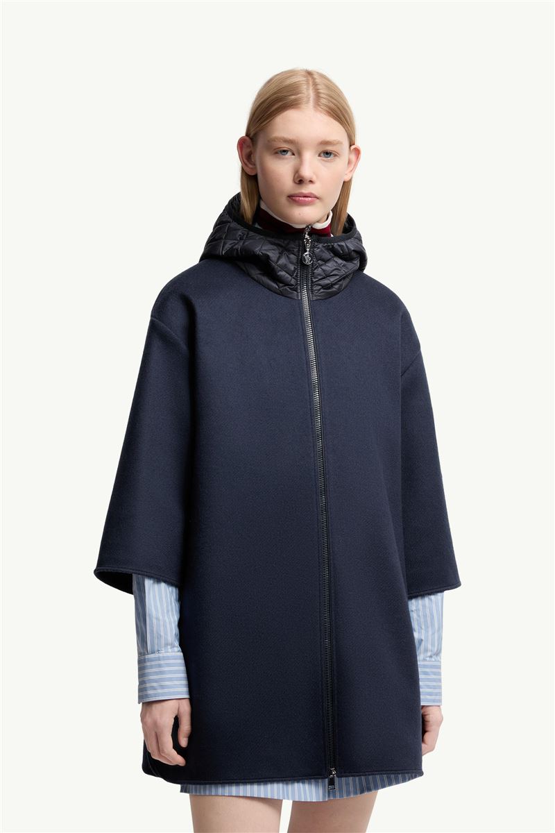 WOOL HOODED ZIP-UP CAPE-MONCLER-Verso