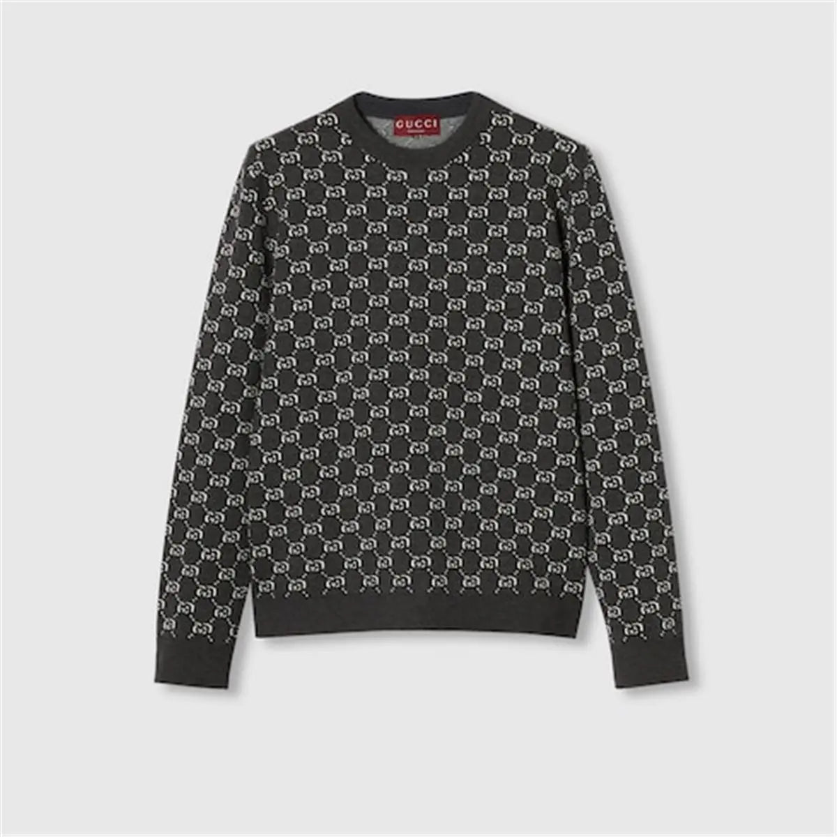 WOOL JACQUARD SWEATER WITH GG SHADOW GUCCI