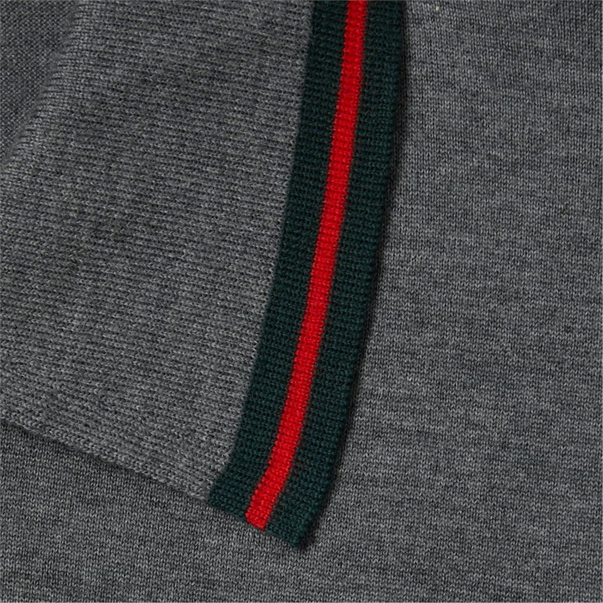 WOOL KNIT POLO SHIRT WITH WEB - GUCCI - Verso