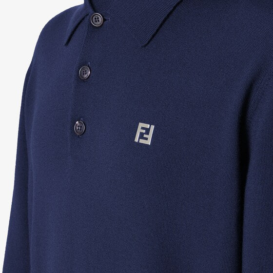 Wool polo shirt-FENDI-Verso
