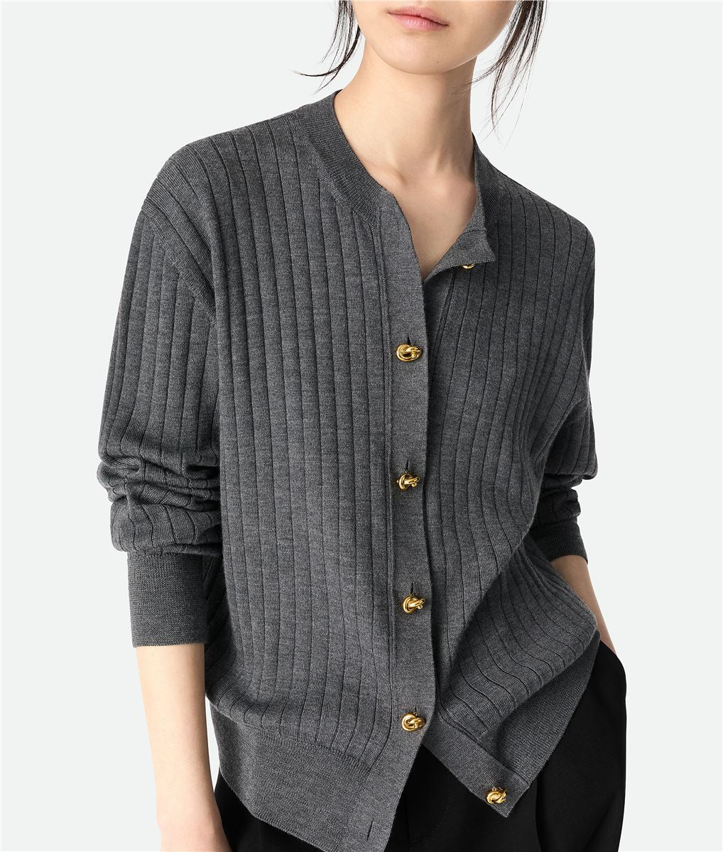 WOOL RIB CARDIGAN-BOTTEGA VENETA-Verso