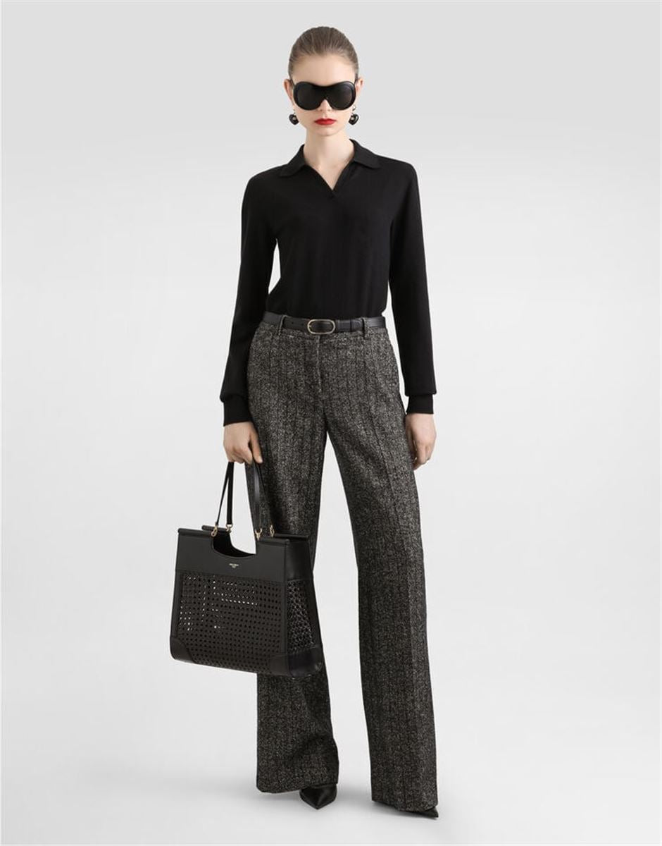 WOOL TROUSERS WITH STRIPED PRINT-DOLCE & GABBANA-Verso
