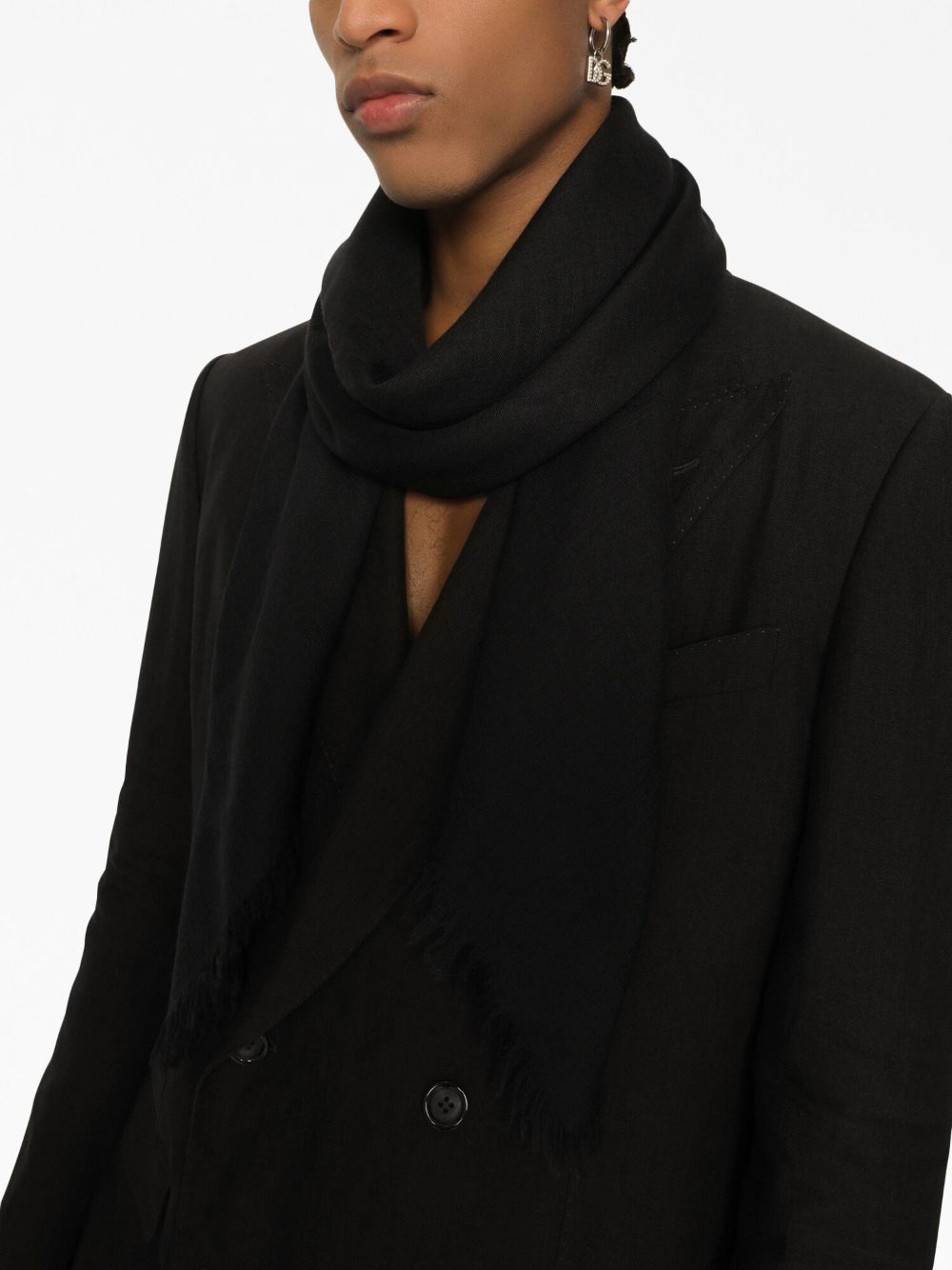 FRINGE-TRIMMED JACQUARD SCARF DOLCE & GABBANA