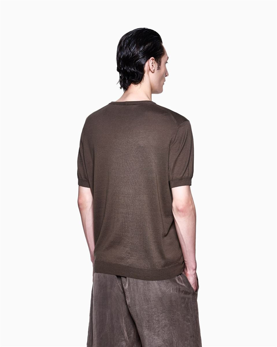 short-sleeved silk-cotton jumper