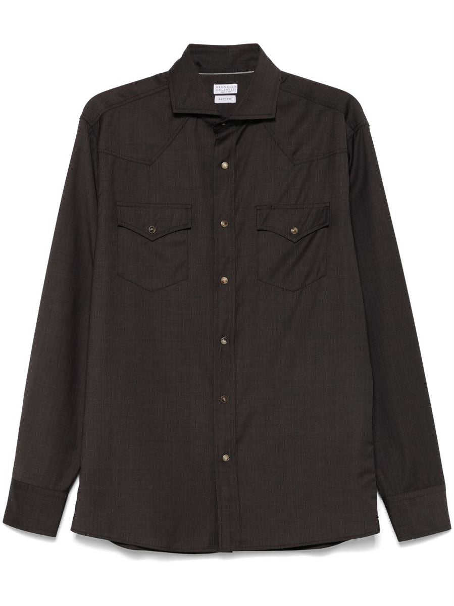 VIRGIN WOOL SHIRT -  BRUNELLO CUCINELLI -  Verso