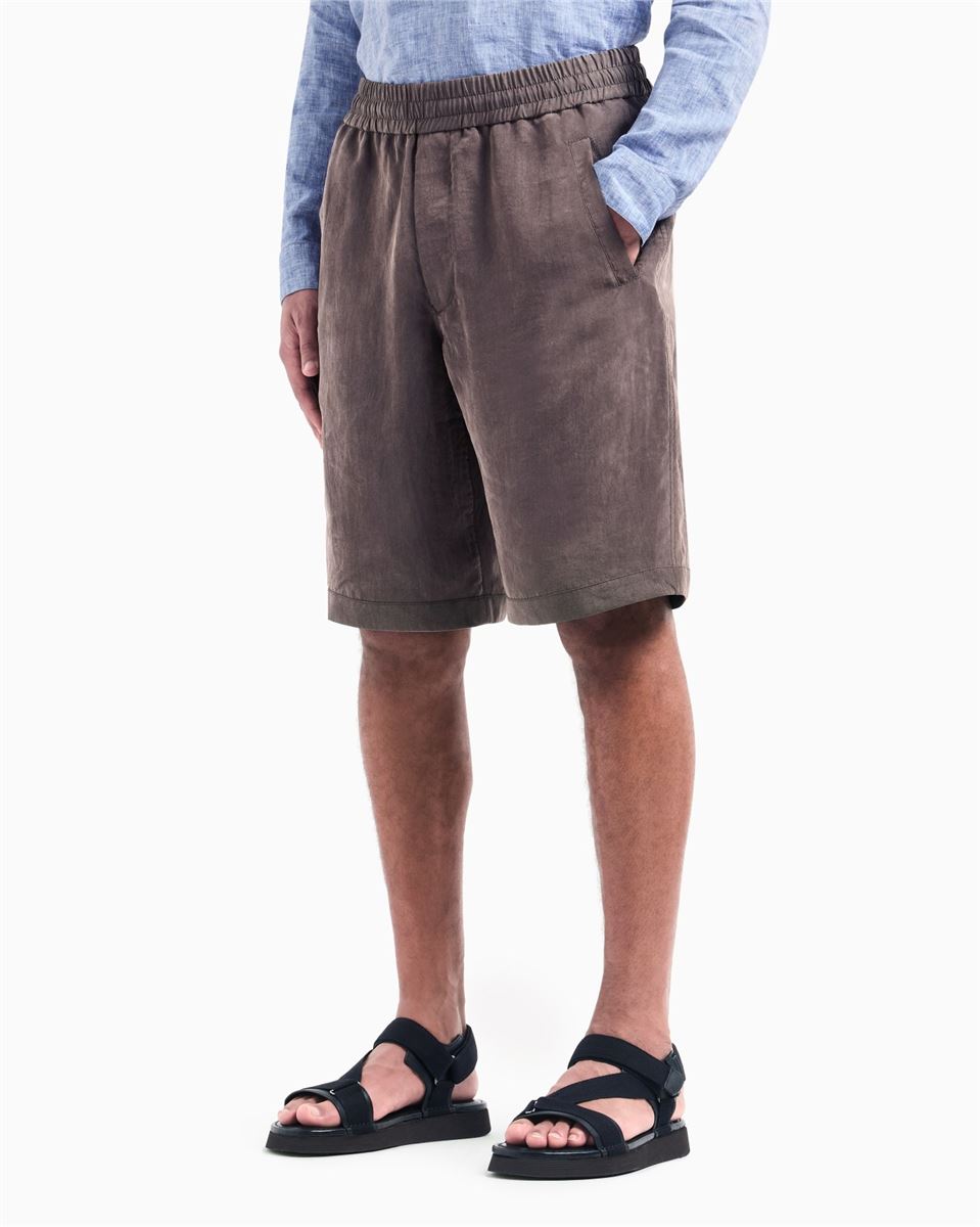 washed lyocell canvas bermuda shorts