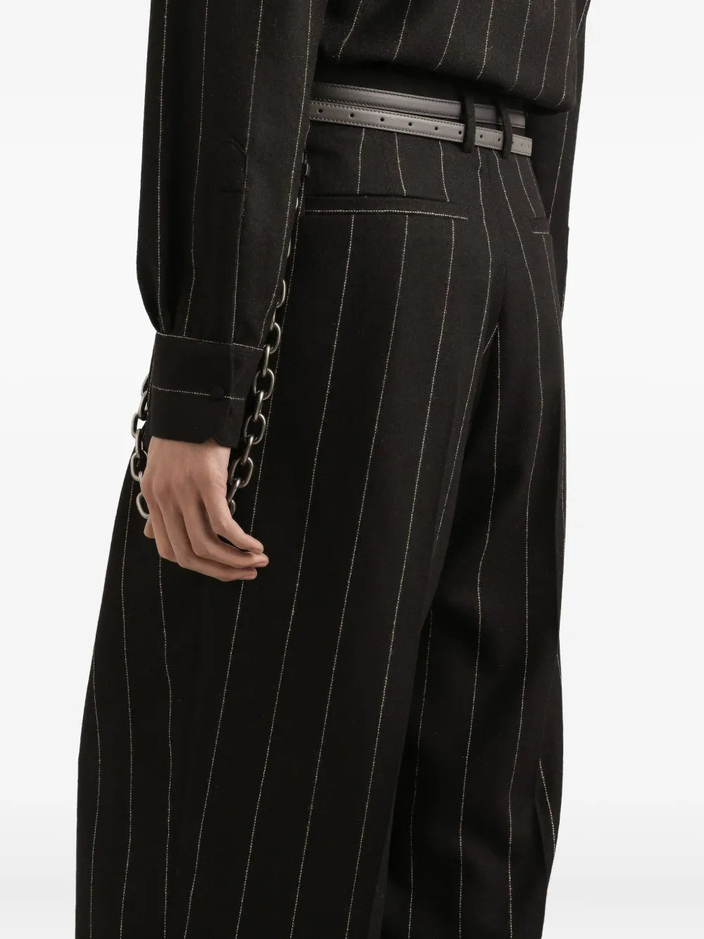 Pinstripe pleated-front trousers