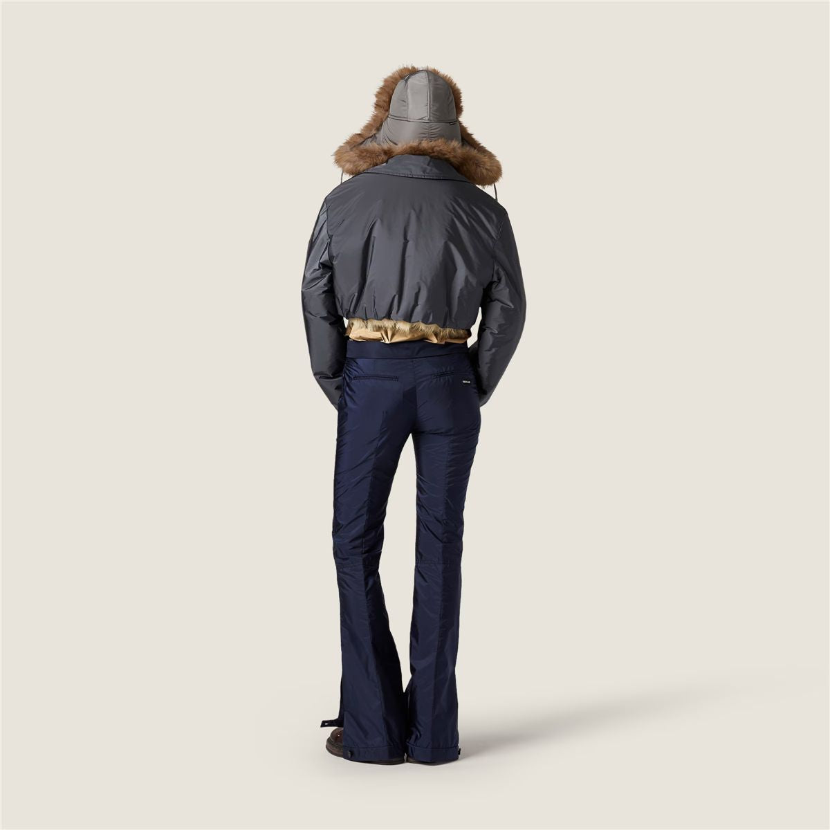 Technical fabric and shearling blouson jacket-MIU MIU-Verso