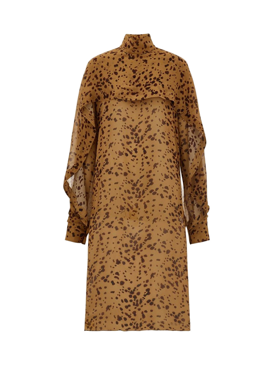 Silk dress with an orchid print