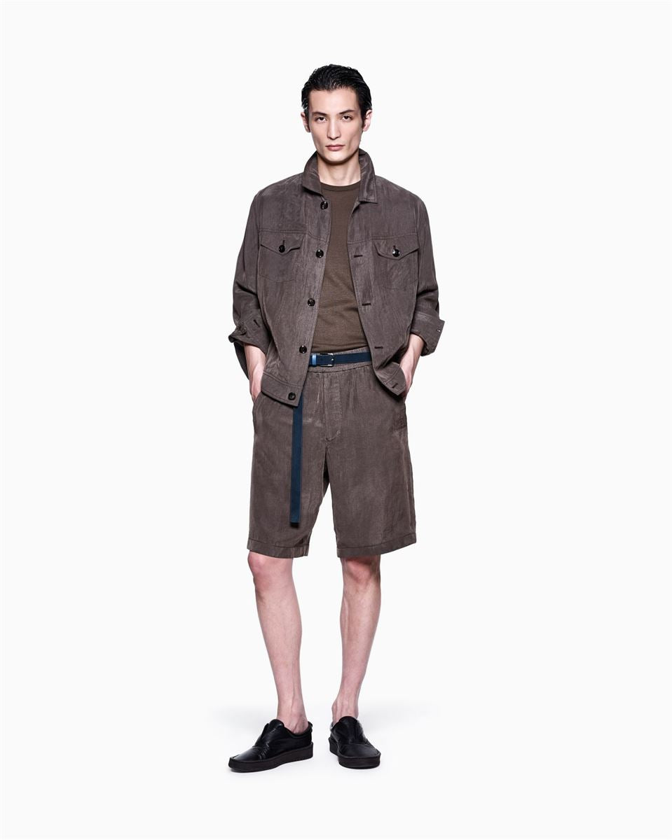 short-sleeved silk-cotton jumper