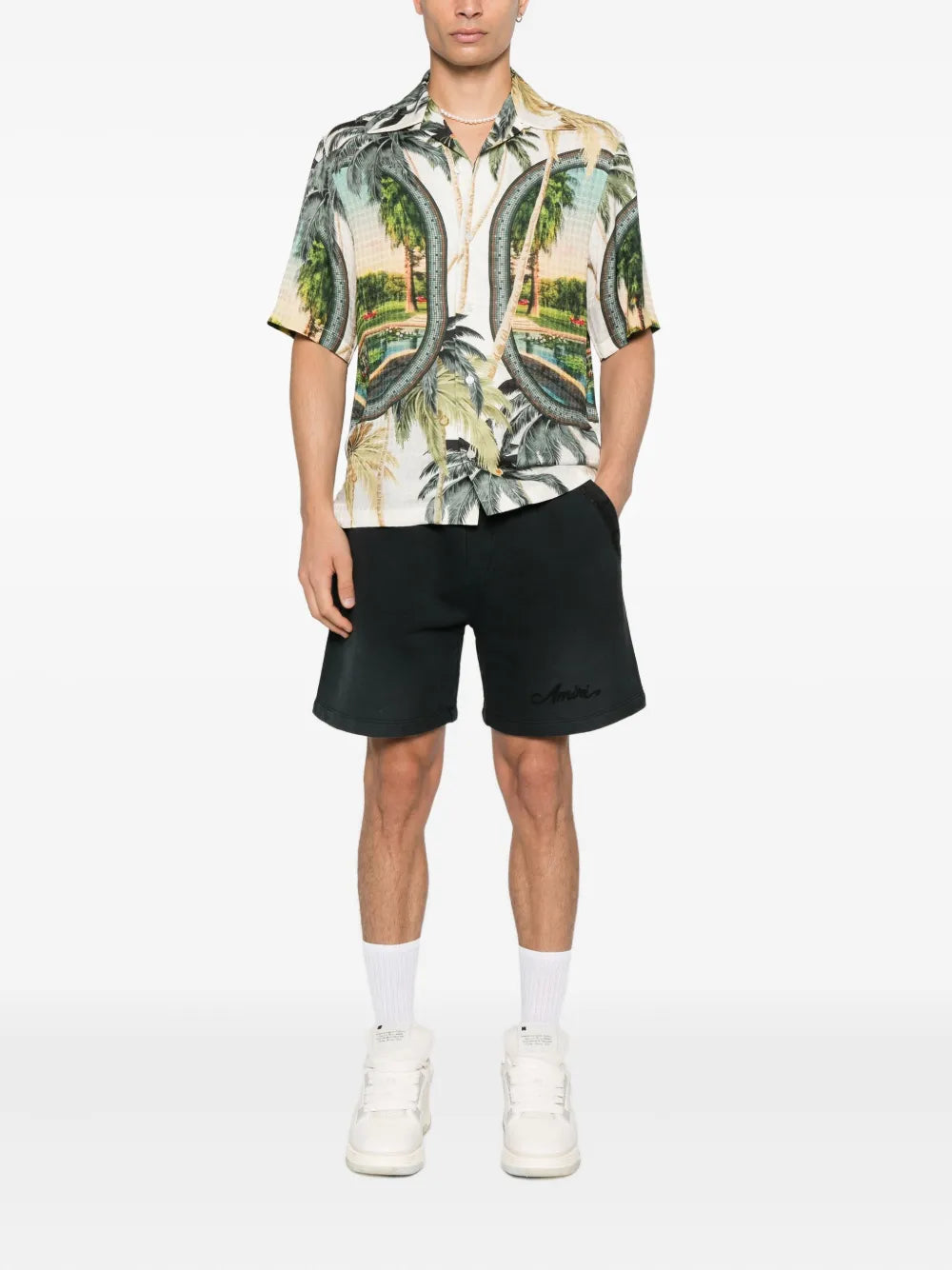 Amiri drawstring-detail panelled shorts