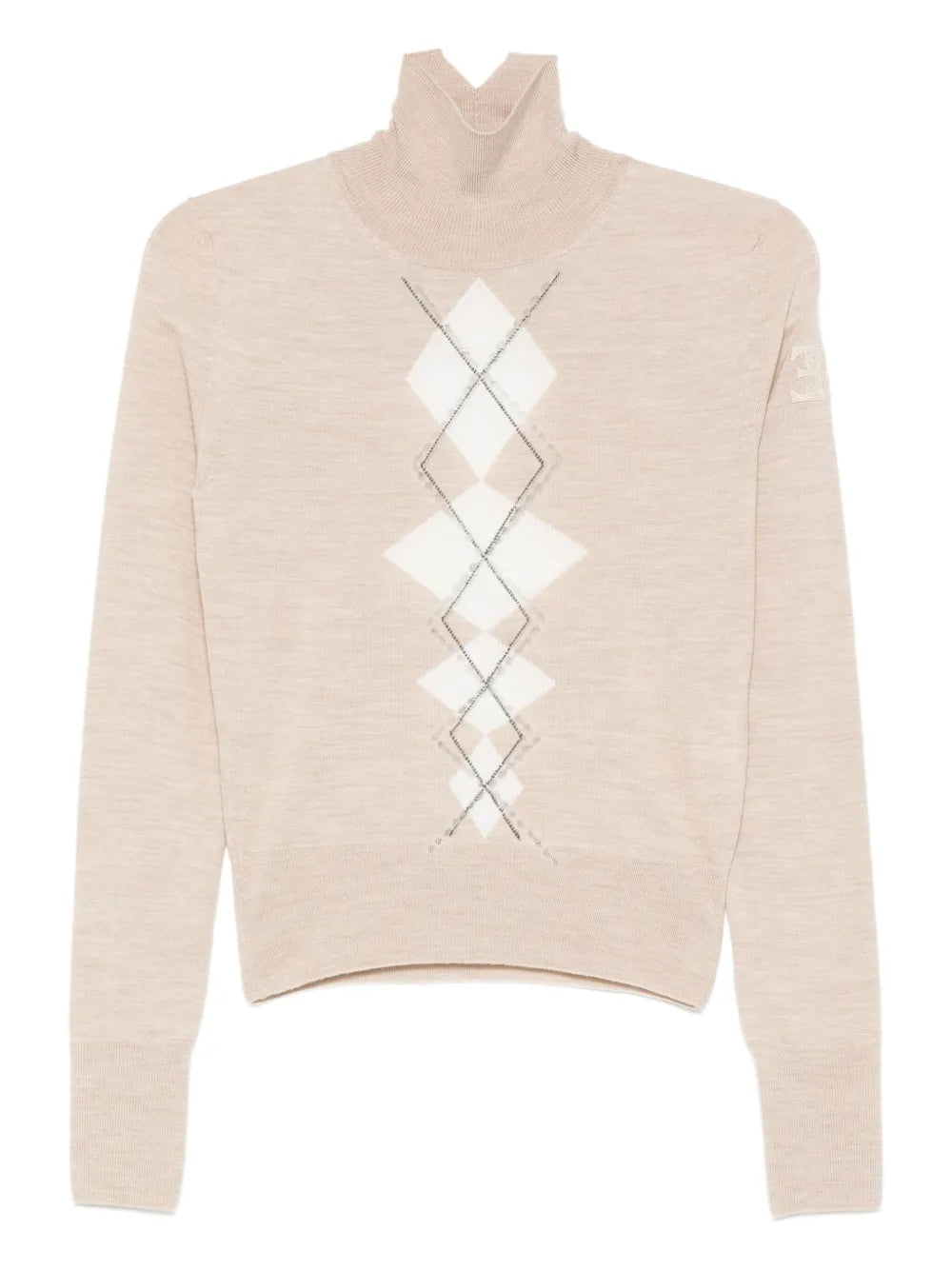Diamond-pattern turtleneck top
