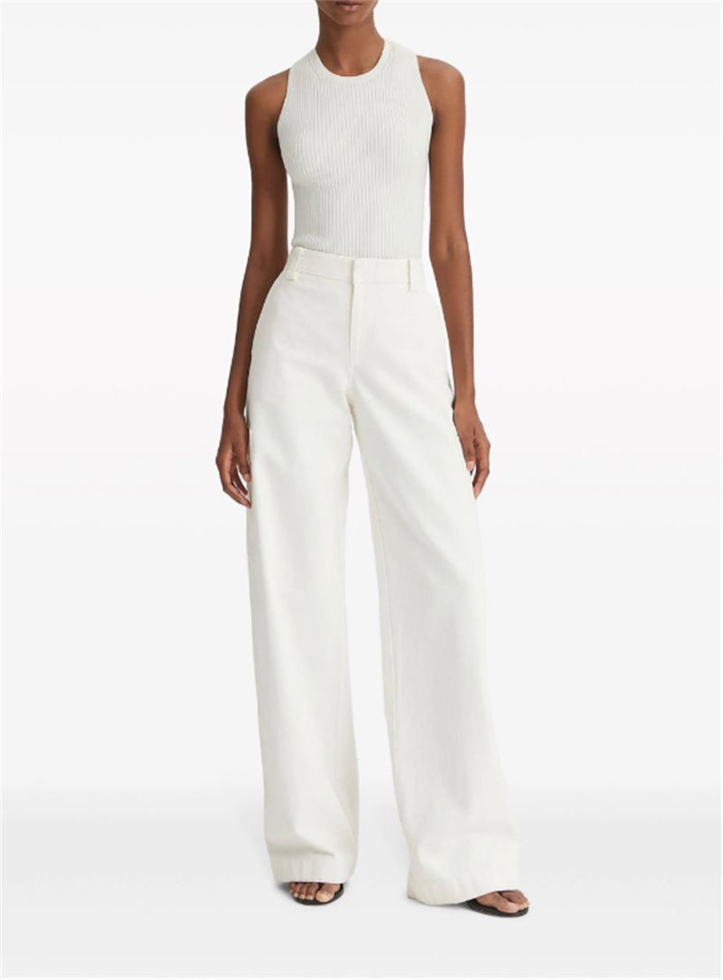 HIGH-WAISTED COTTON TROUSERS