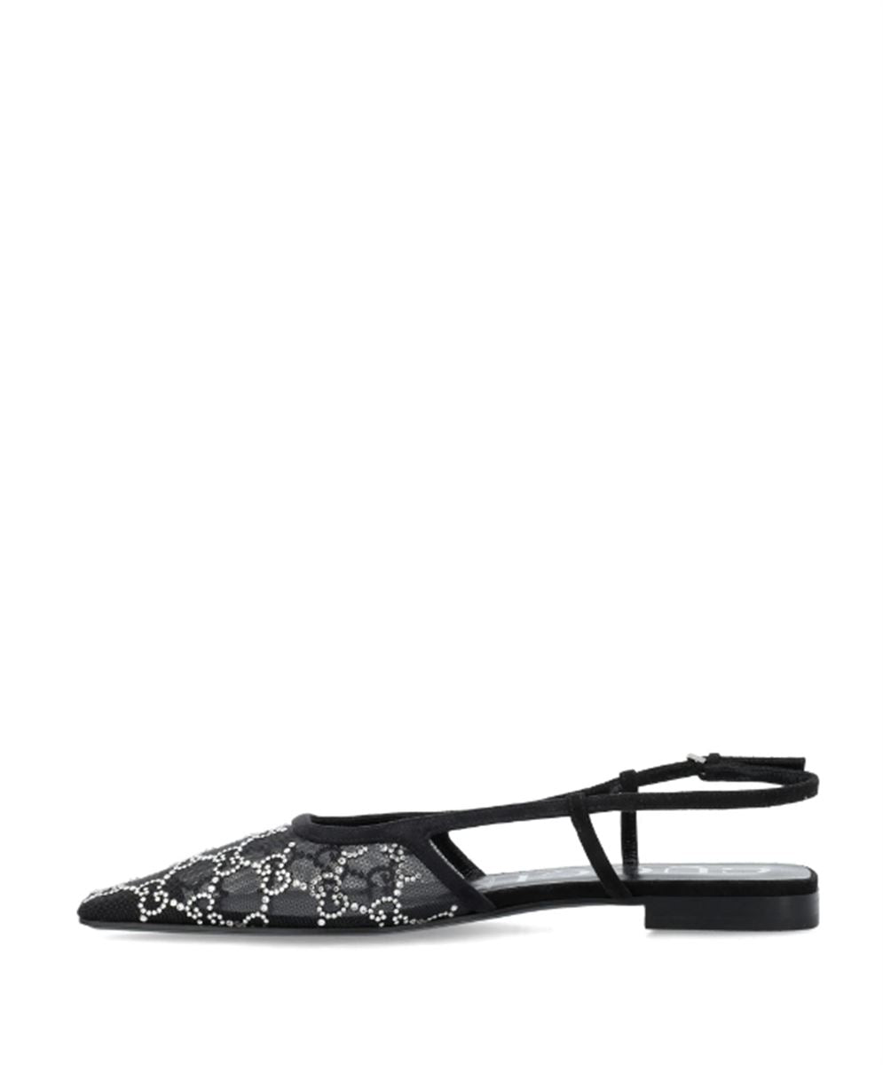 GG CRYSTAL-EMBELLISHED BALLERINA SHOES GUCCI