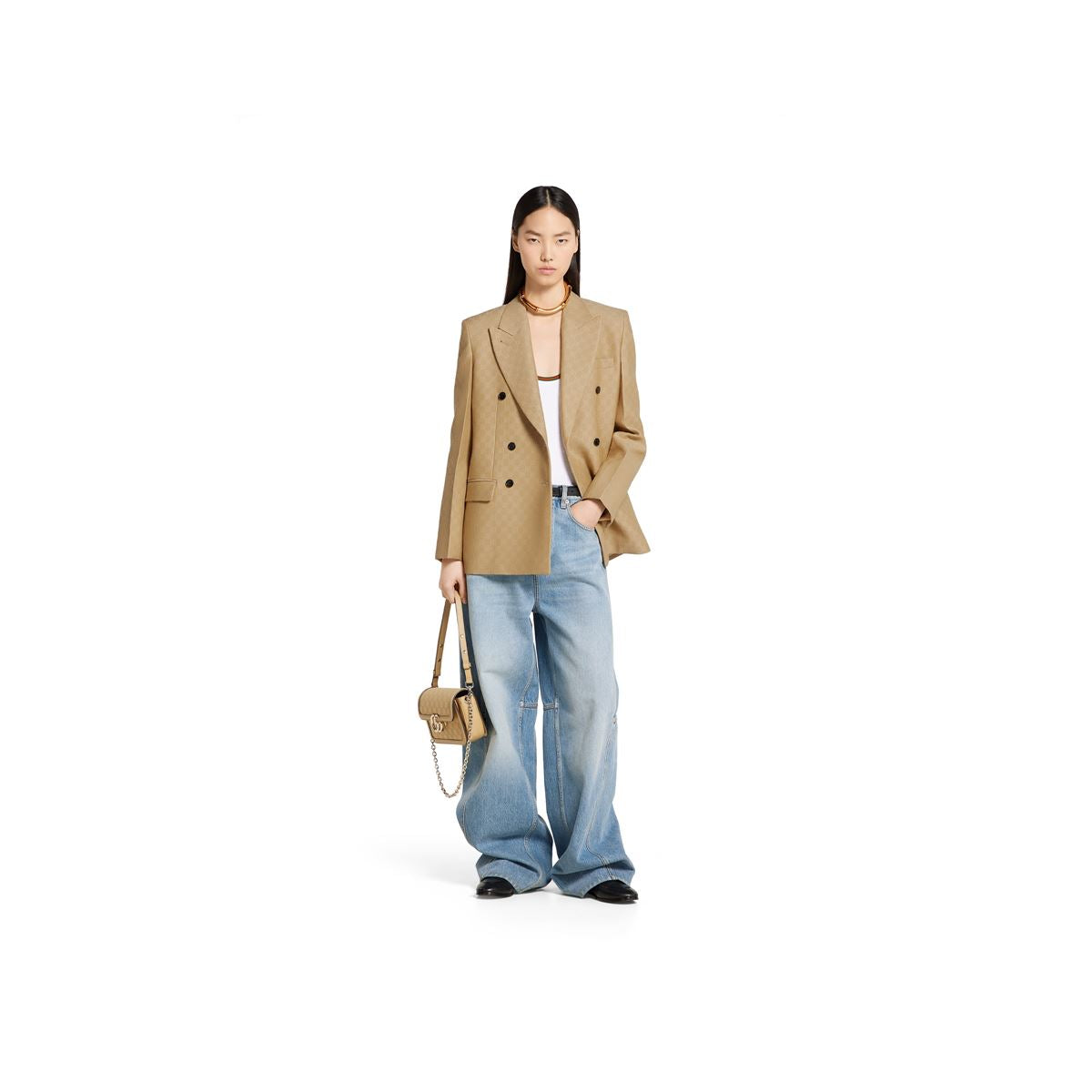 GG SILK WOOL CRÊPE JACQUARD JACKET - GUCCI - Verso