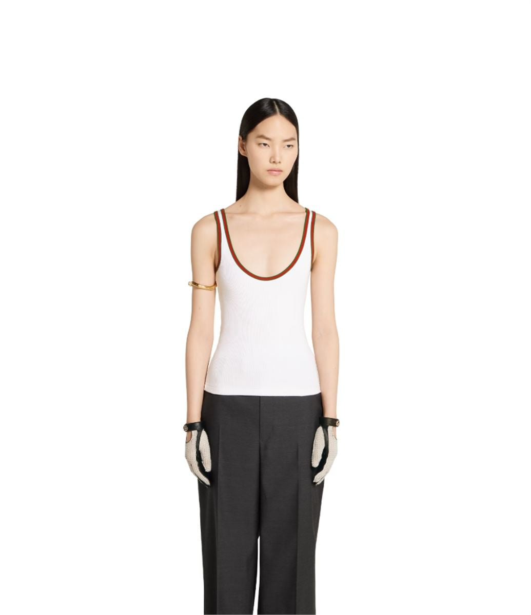 COTTON RIB TANK TOP WITH WEB - GUCCI - Verso