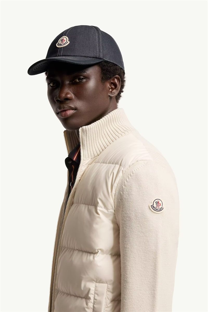 Padded wool zip-up cardigan-MONCLER-Verso