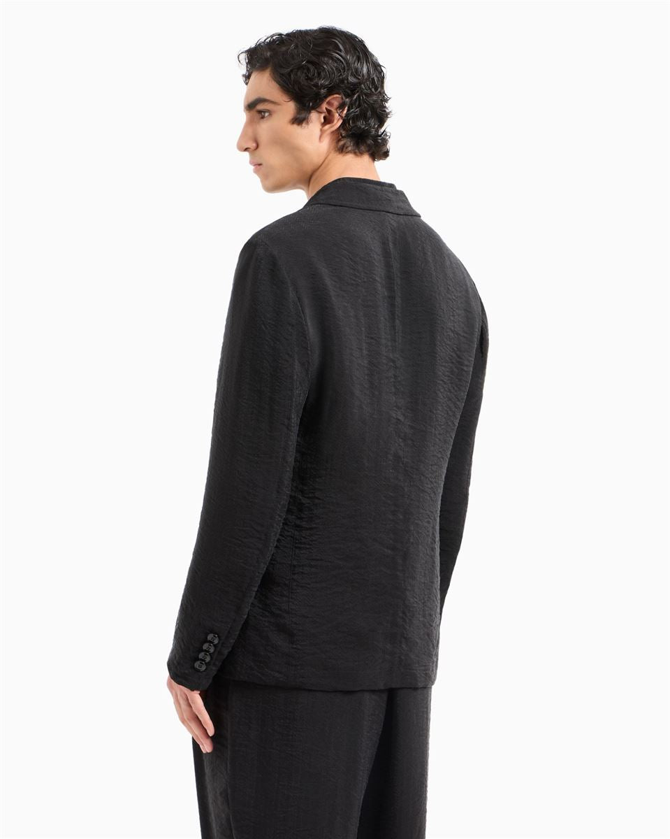 single-breasted jacket in jacquard cupro