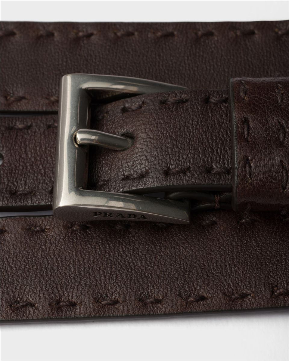 Antiqued leather belt-PRADA-Verso