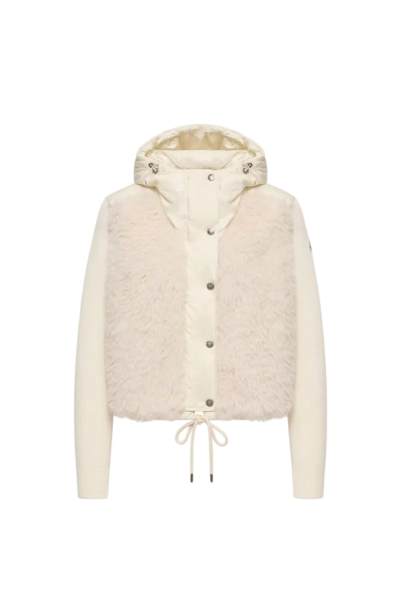 Wool & cashmere blend padded zip-up cardigan