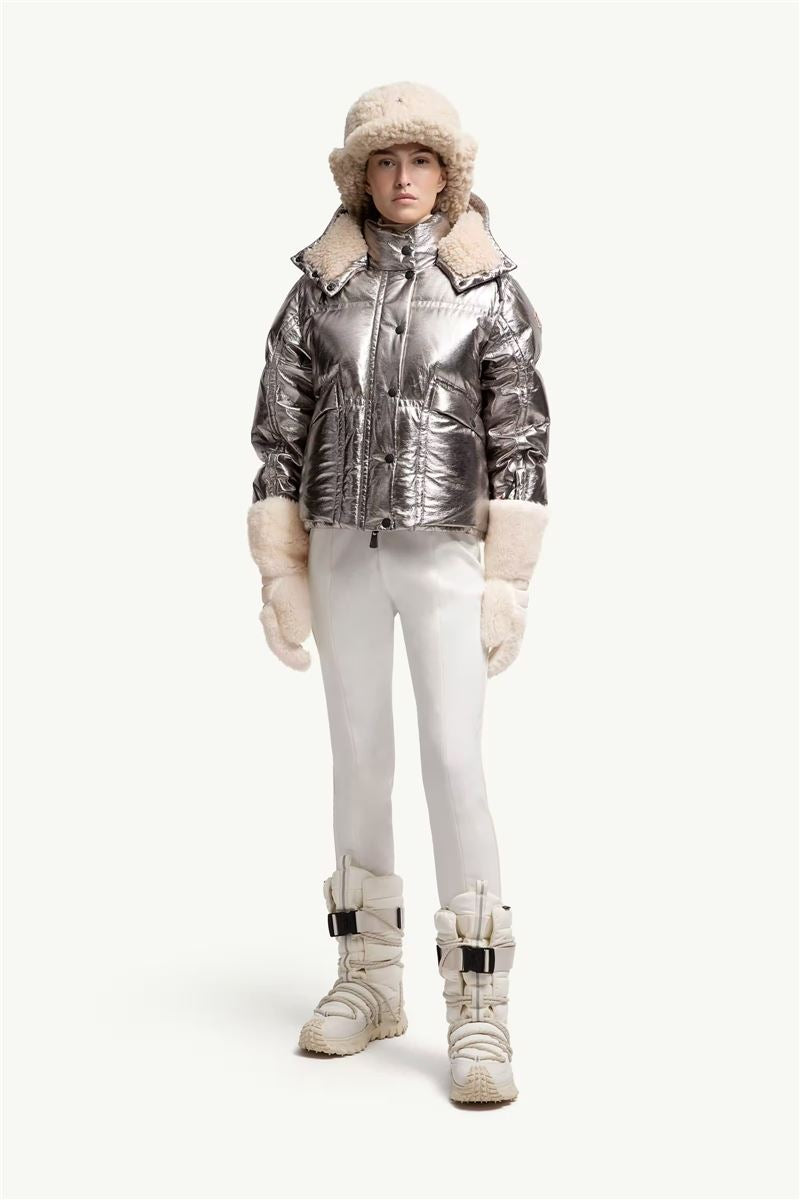 Calaque metallic hooded down ski jacket