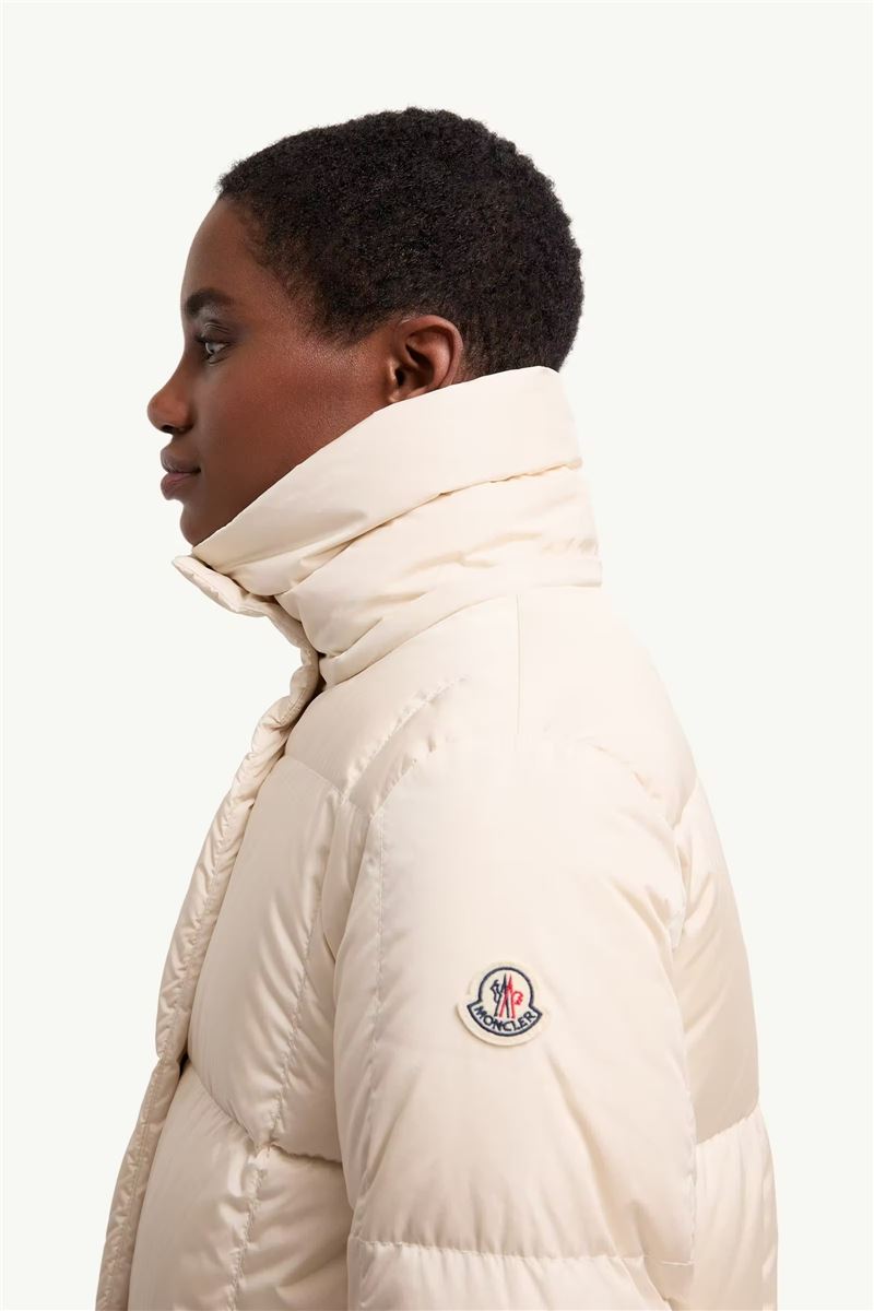 Litte square-quilted hooded long down jacket-MONCLER-Verso