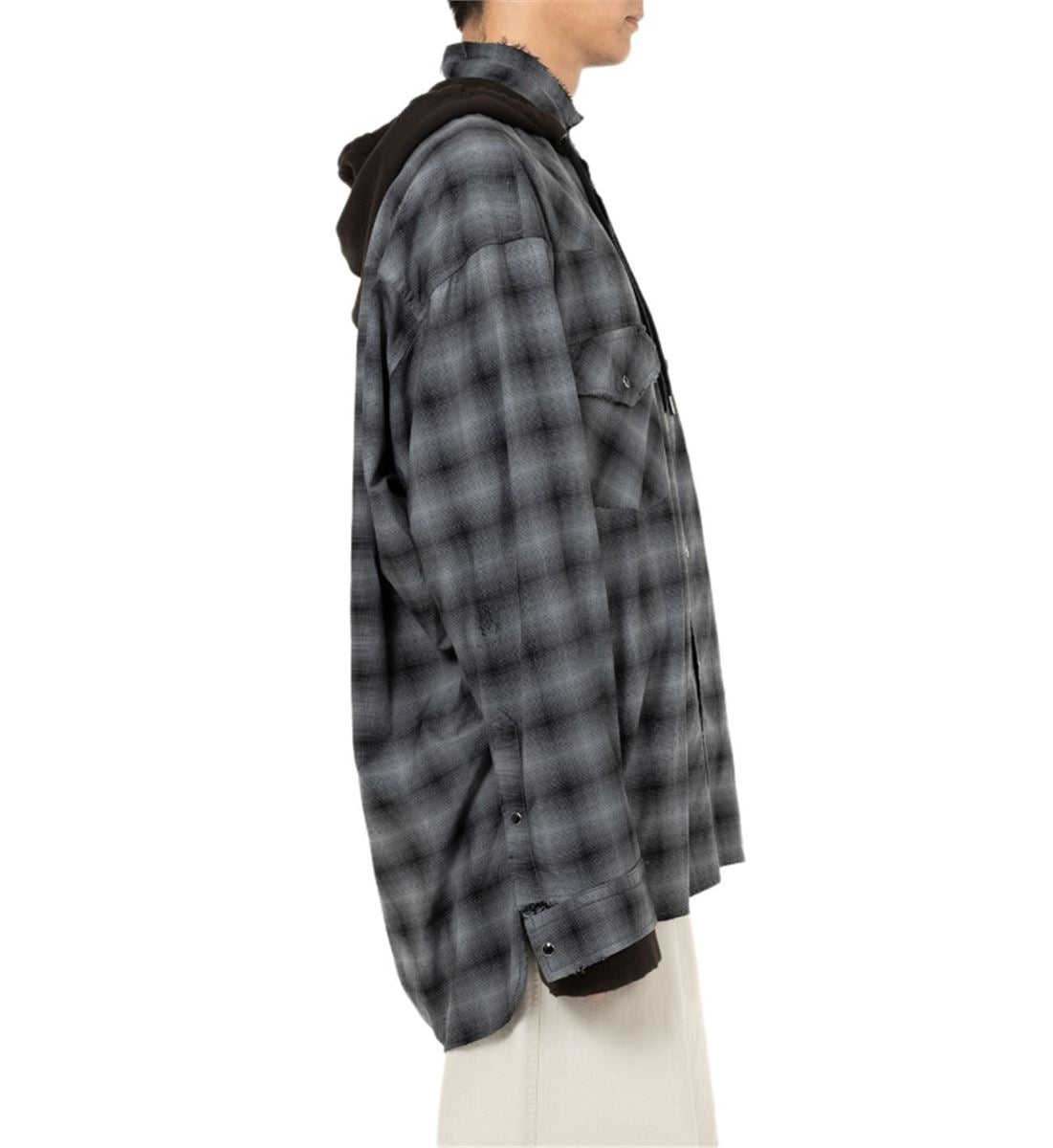 HOODIE COMBINE CHECKERED SHIRT - MAISON MIHARA YASUHIRO - Verso