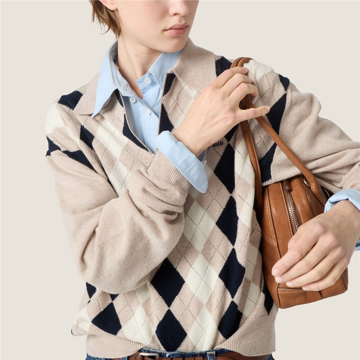 Cashmere polo sweater-MIU MIU-Verso