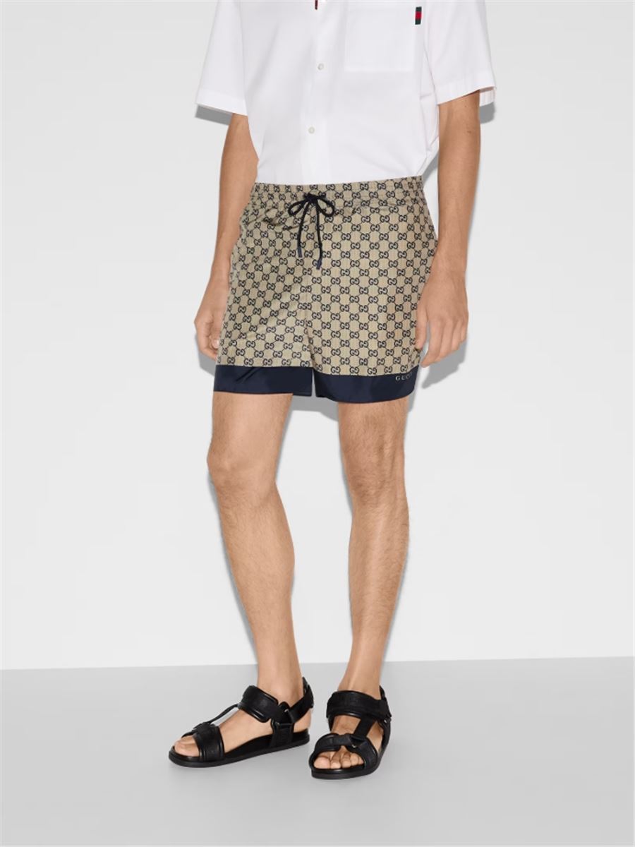 PRINTED POPLIN TECH SWIM SHORTS - GUCCI - Verso