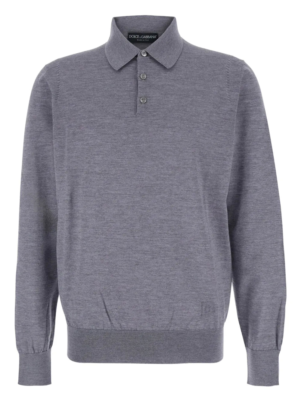 Long-sleeve knitted polo shirt