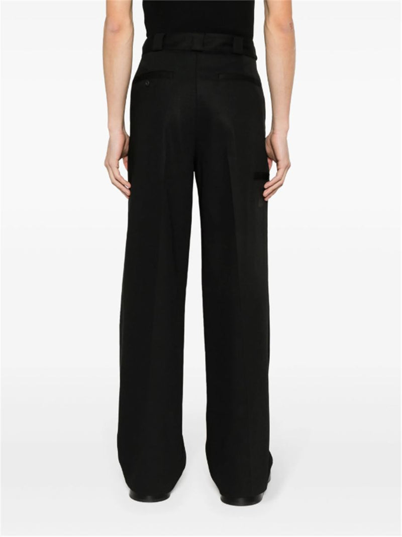 PLEATED CANVAS WIDE TROUSERS