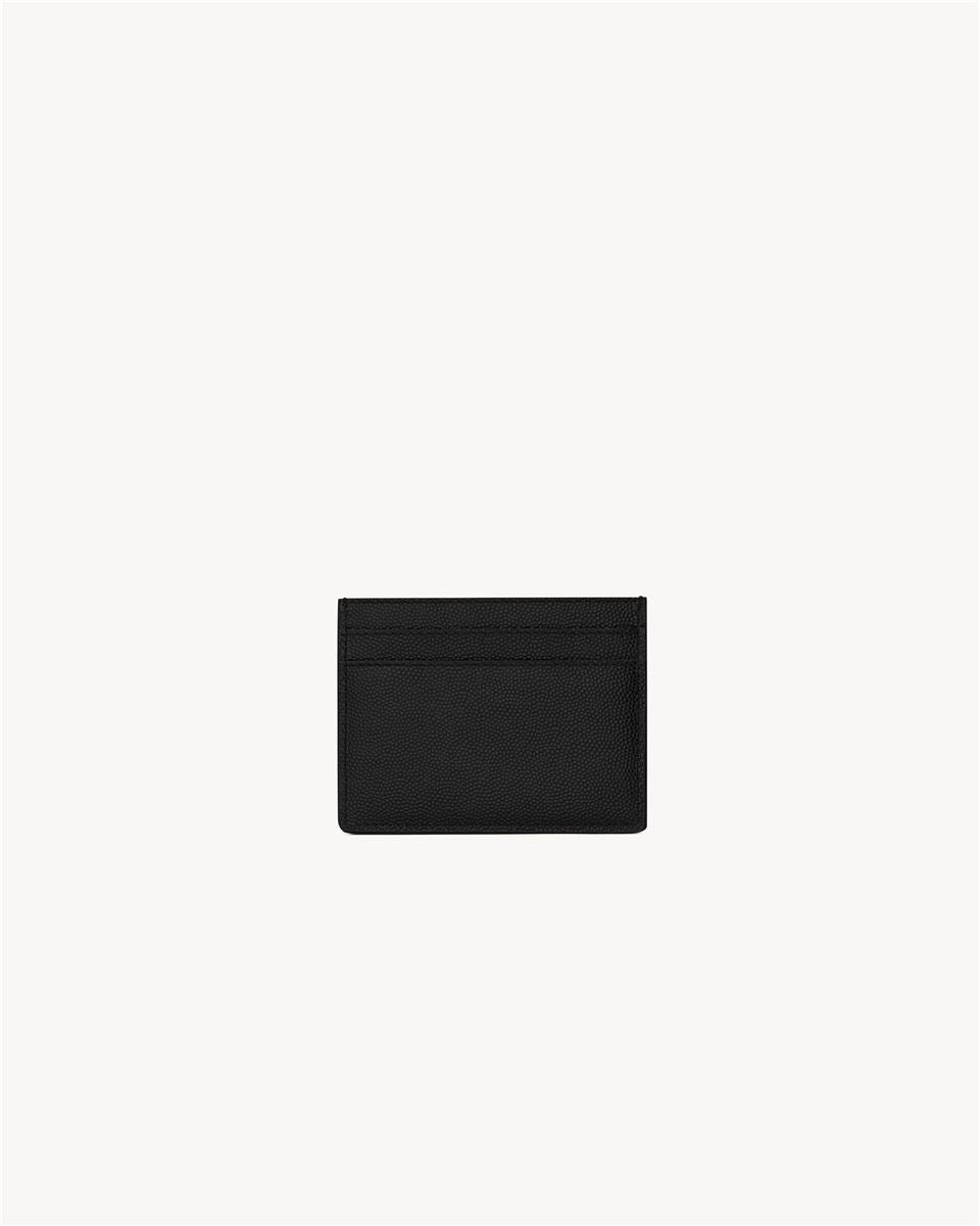 Saint laurent paris credit card case in grain de poudre leather
