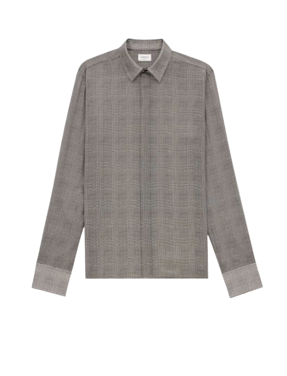 SHIRT IN PRINCE OF WALES SILK CHARMEUSE - SAINT LAURENT - Verso